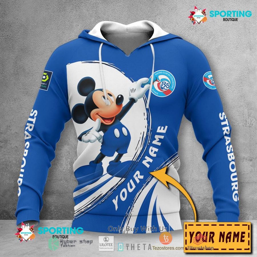 personalized rc strasbourg alsace mickey mouse ligue 1 3d hoodie shirt 2 78529