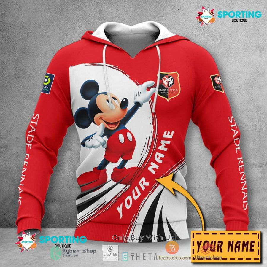 personalized stade rennais f c mickey mouse ligue 1 3d hoodie shirt 2 70149