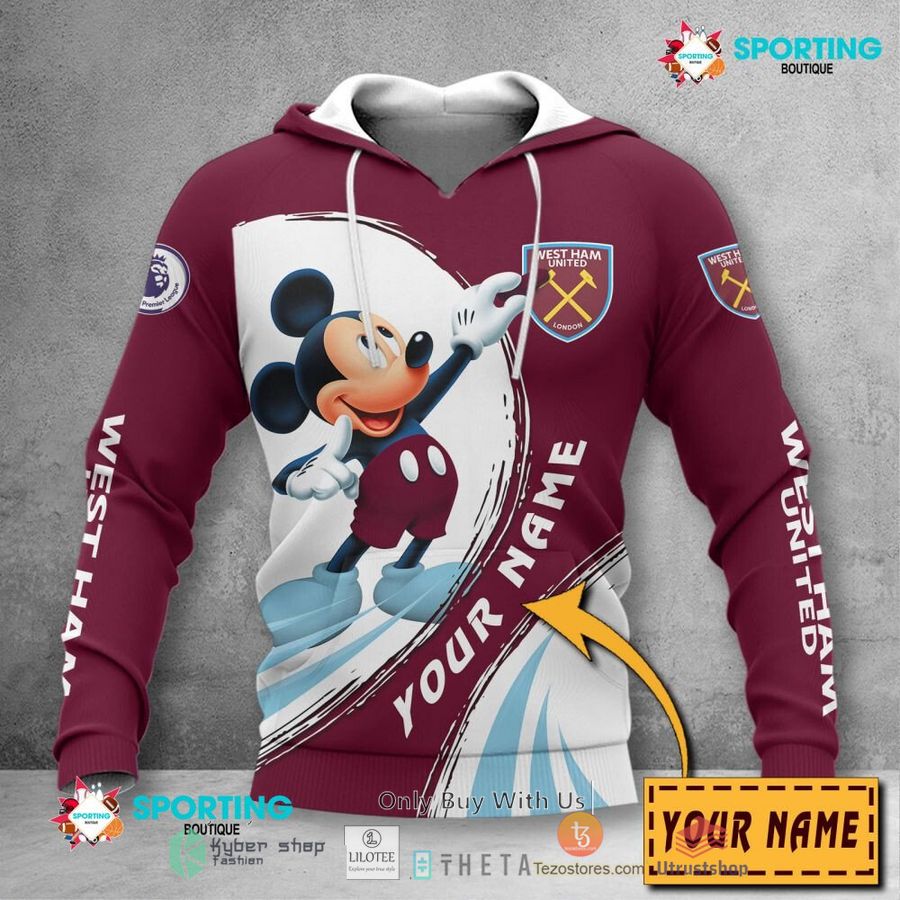 personalized west ham united f c mickey mouse 3d shirt hoodie 2 62855