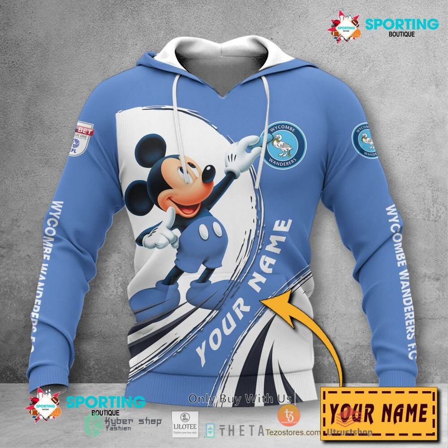 personalized wycombe wanderers f c mickey mouse efl 3d hoodie shirt 2 15713