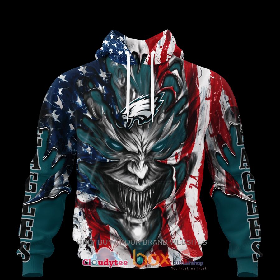 philadelphia eagles evil demon face us flag 3d hoodie shirt 1 4663
