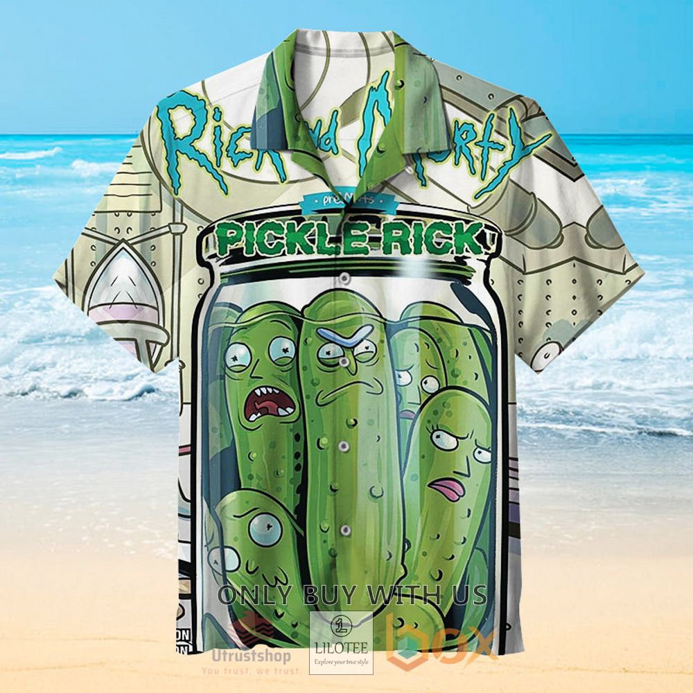 pickle rick cartoon hawaiian shirt 1 3182