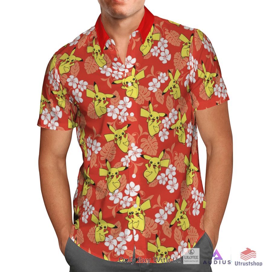 pikachu tropical hawaiian shirt short 2 47915