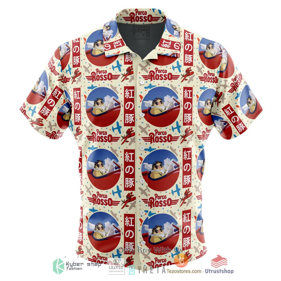 porco rosso studio ghibli short sleeve hawaiian shirt 1 32091