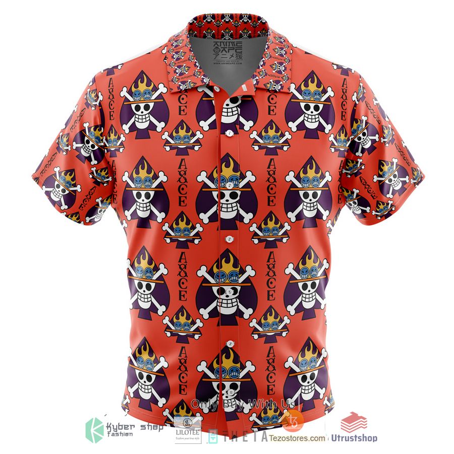 portgas d ace jolly roger one piece short sleeve hawaiian shirt 1 30834