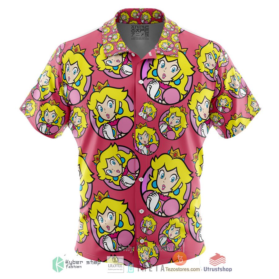 princess peach super mario short sleeve hawaiian shirt 1 20699