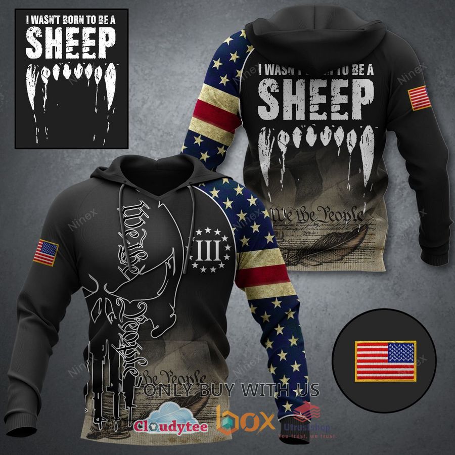 punisher skull i wasnt born to be a sheep us flag 3d hoodie 1 72990