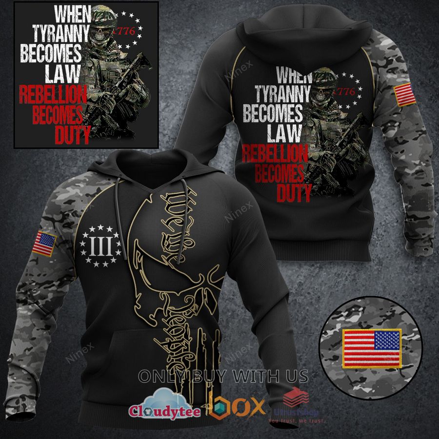 punisher skull when tyranny becomes law black 3d hoodie 1 95080