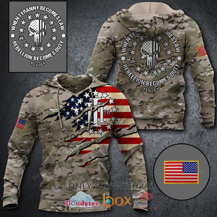 punisher skull when tyranny becomes law camo 3d hoodie 1 51181