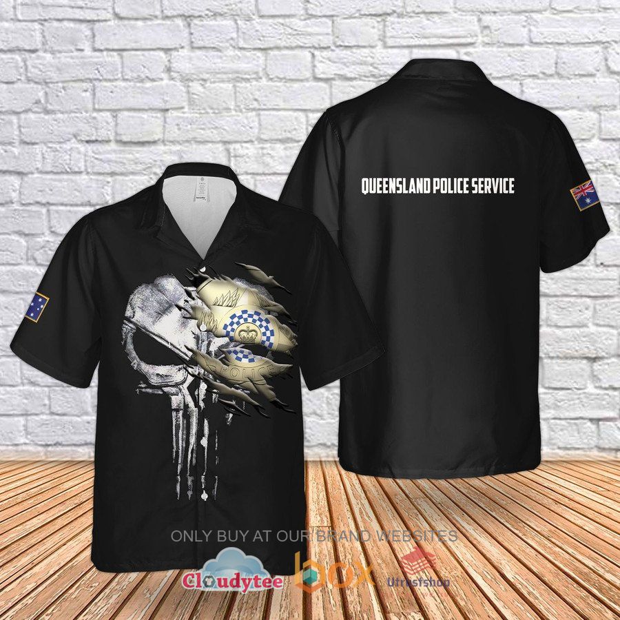 queensland police service punisher skull hawaiian shirt 1 95077