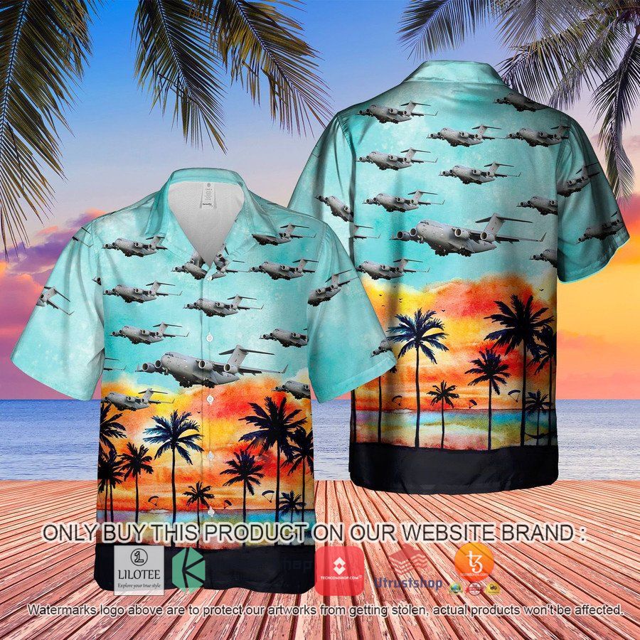 raf boeing c 17 globemaster iii uk c 17 hawaiian shirt 1 53342