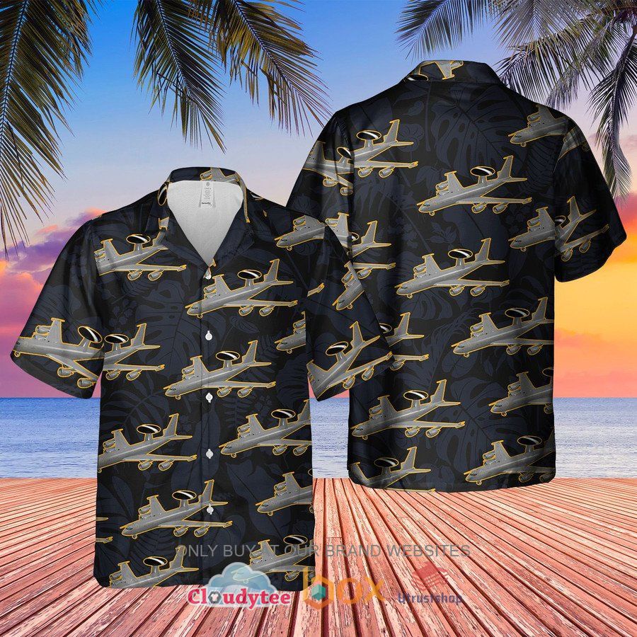 raf boeing e 3d sentry aew1 black hawaiian shirt 1 80930