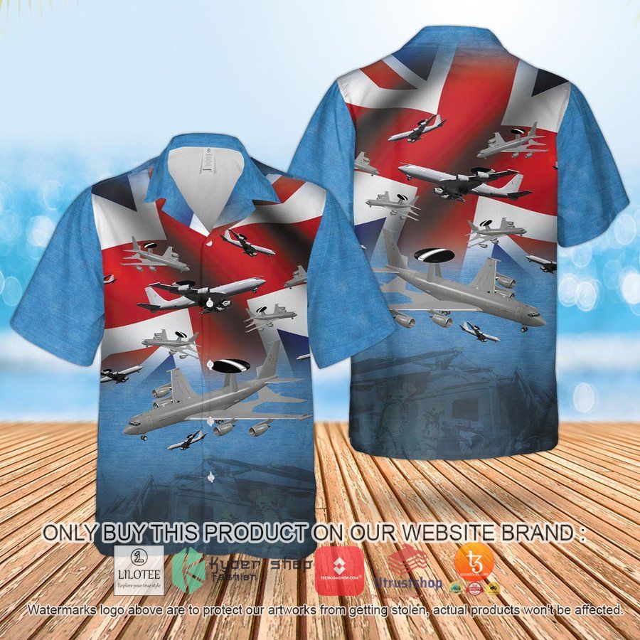 raf boeing e 3d sentry aew1 blue hawaiian shirt beach shorts 1 52024