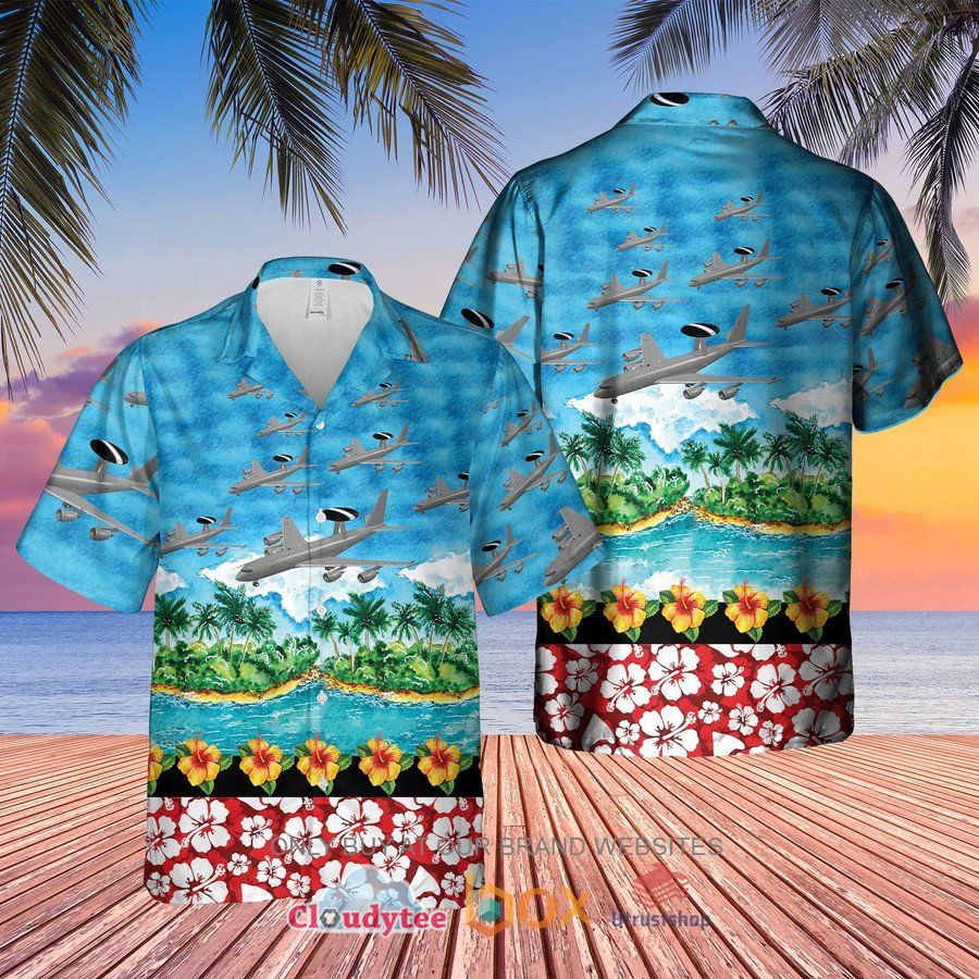 raf boeing e 3d sentry aew1 flower hawaiian shirt 2 32842