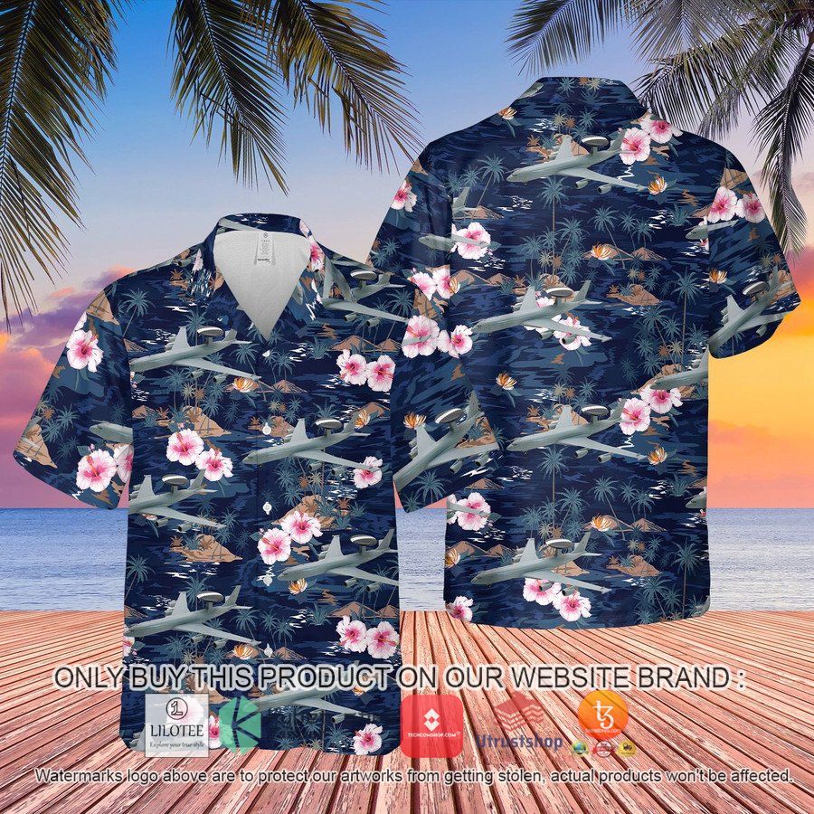 raf boeing e 3d sentry aew1 hibiscus hawaiian shirt beach shorts 1 61994