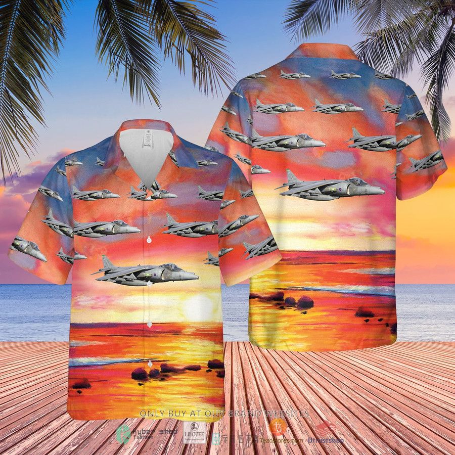 raf british aerospace harrier ii harrier gr7 short sleeve hawaiian shirt 1 16446