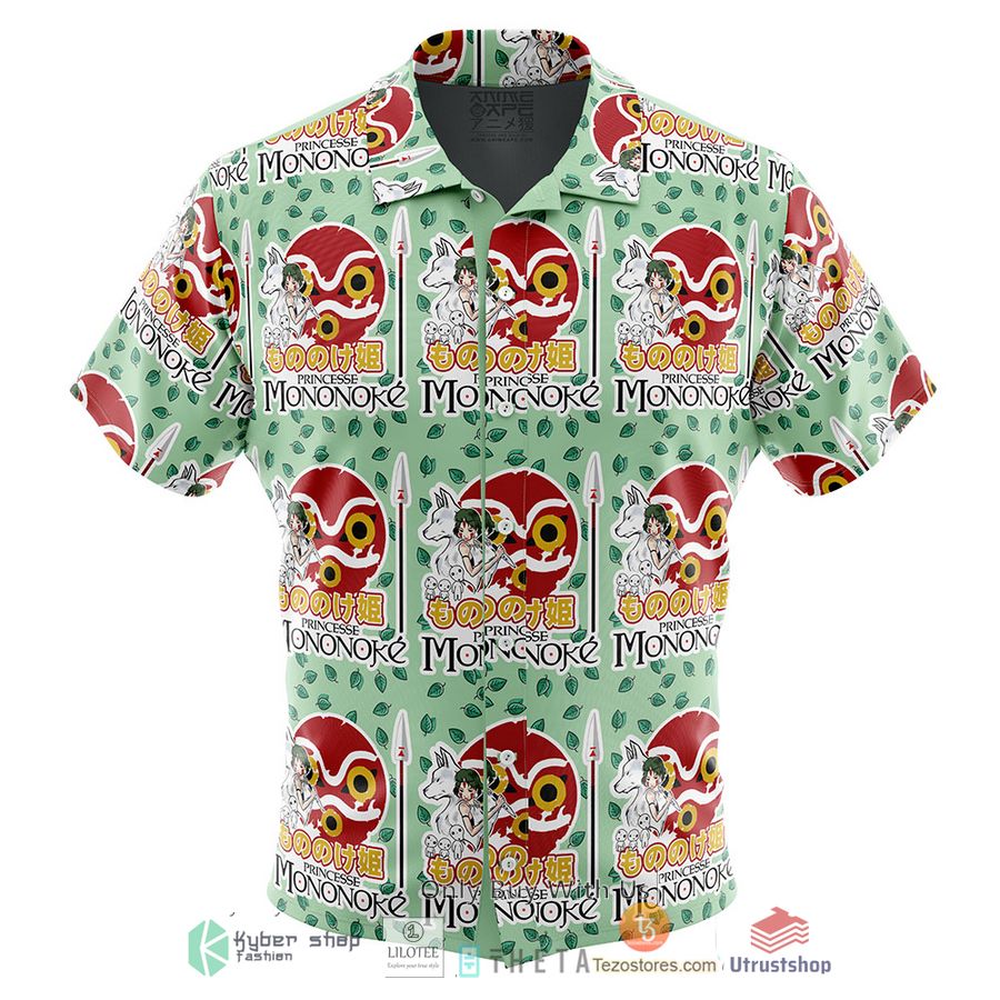 raging princess mononoke studio ghibli short sleeve hawaiian shirt 1 93491