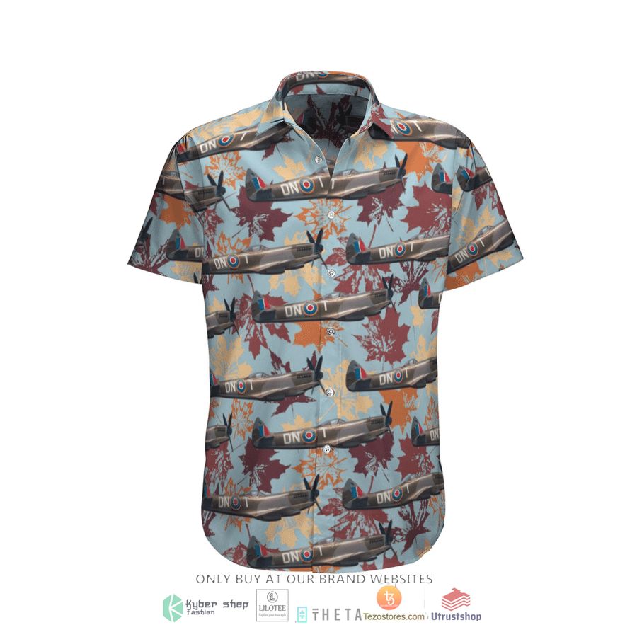 rcaf supermarine spitfire mk xvie short sleeve hawaiian shirt 1 98064