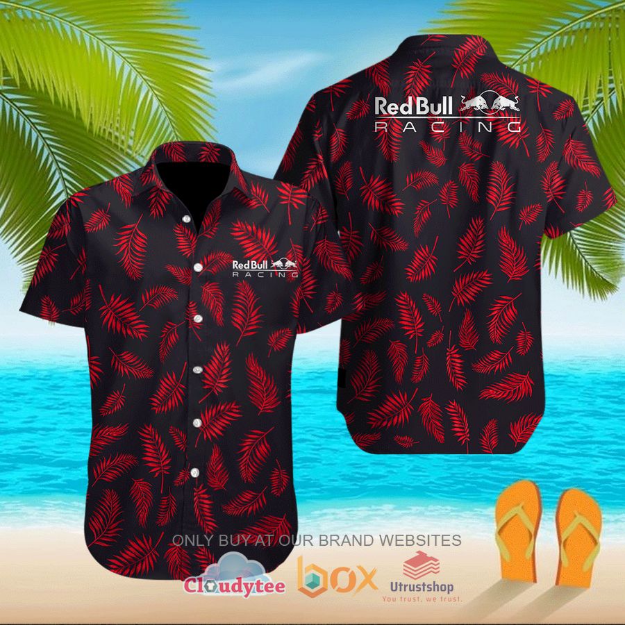 red bull racing leaves navy red hawaiian shirt 1 48606