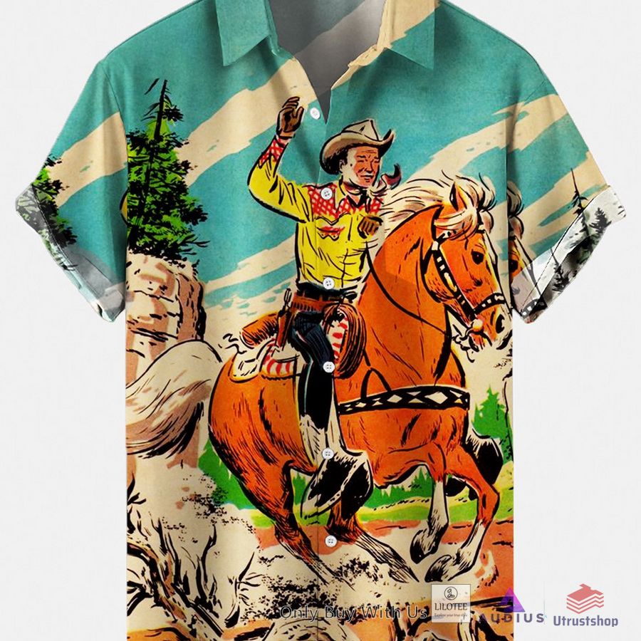 retro cowboy equestrian hawaiian shirt 1 17785