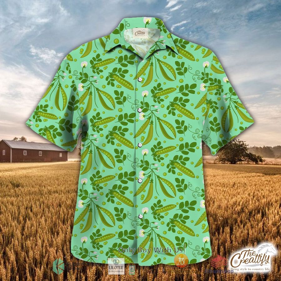 ripe green peas pattern green background hawaiian shirt 1 6094