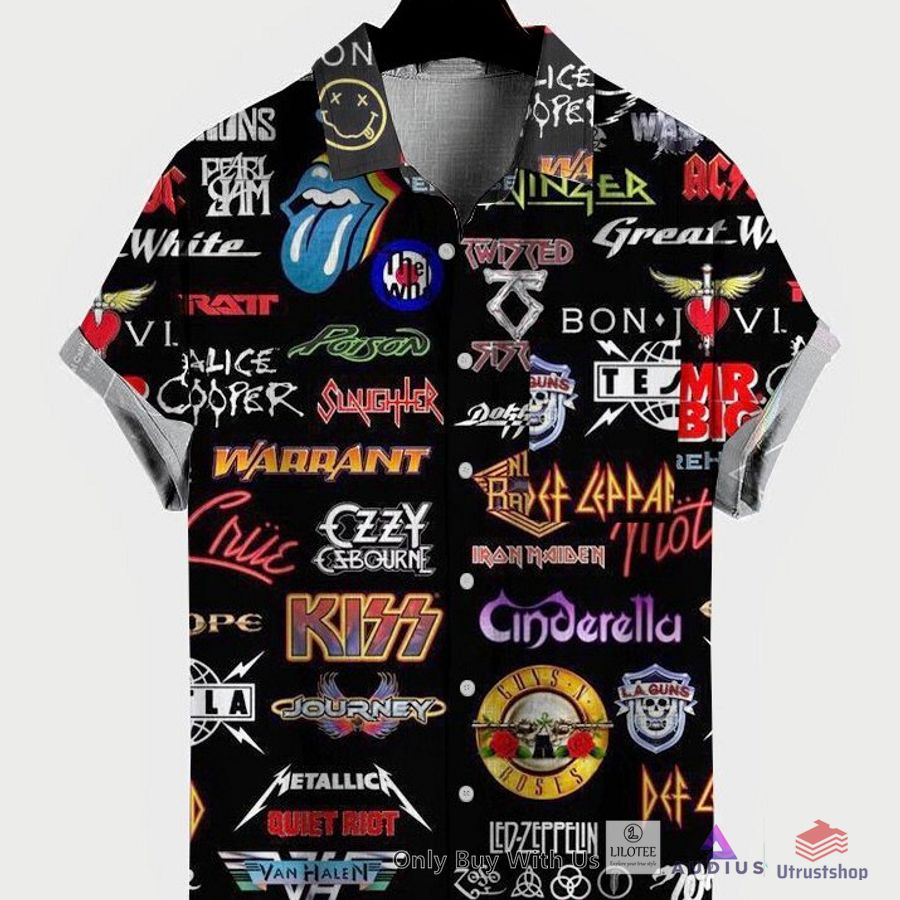 rock and roll punk print pocket lapel hawaiian shirt 1 92720