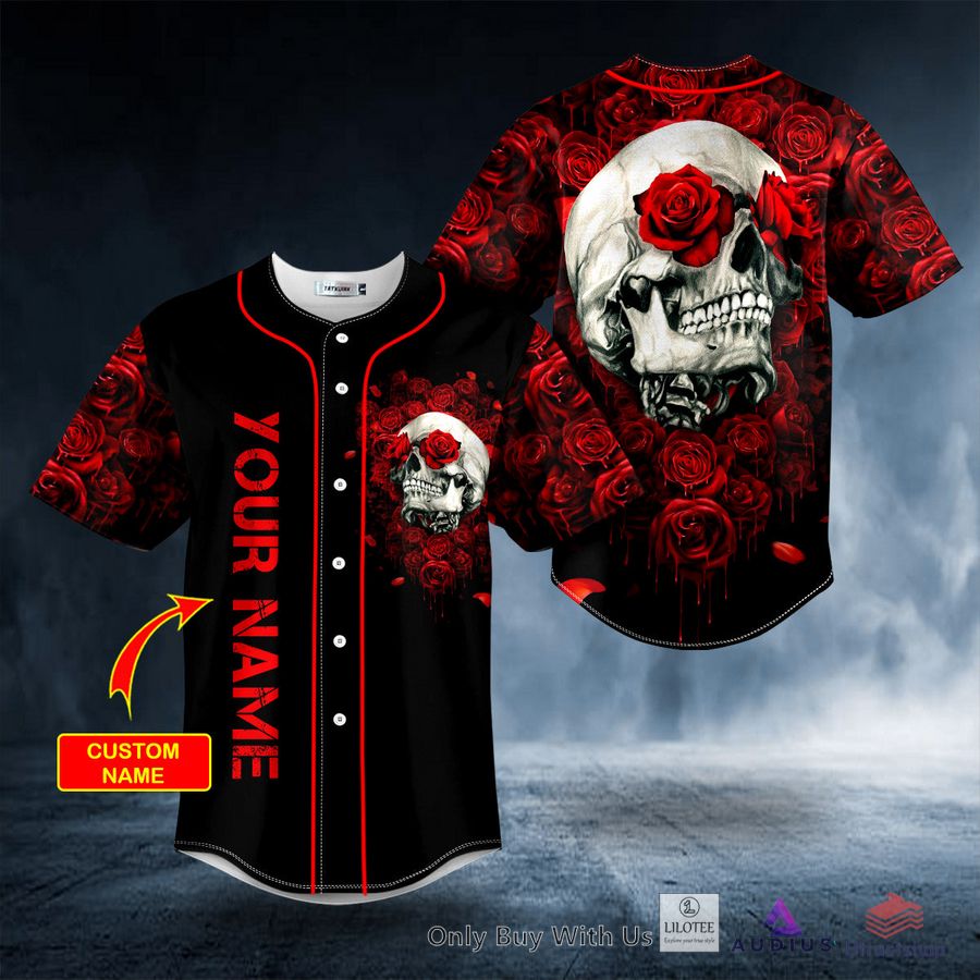 rose skull custom baseball jersey 1 83830