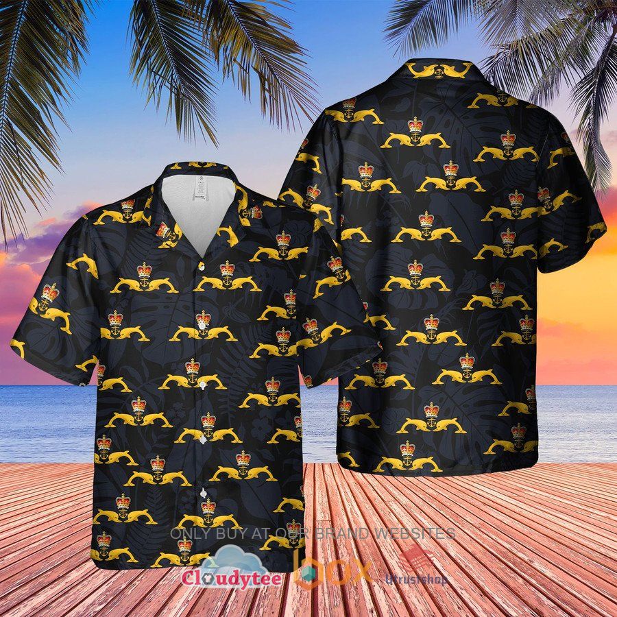 royal navy dolphins badge hawaiian shirt short 1 59924