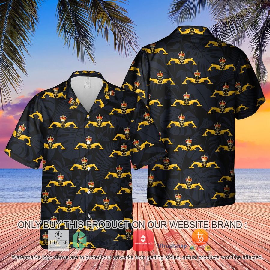 royal navy dolphins badge hawaiian shirt shorts 1 99681