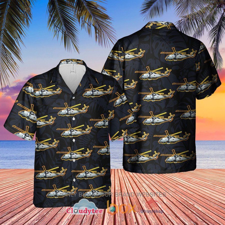 royal navy merlin hm mk 2 black pattern color hawaiian shirt 1 3996
