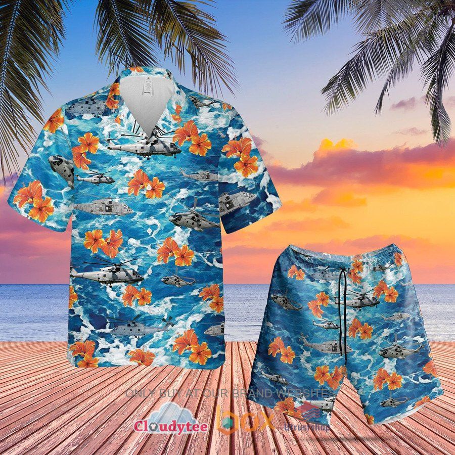royal navy merlin mk 2 flower hawaiian shirt short 1 77524