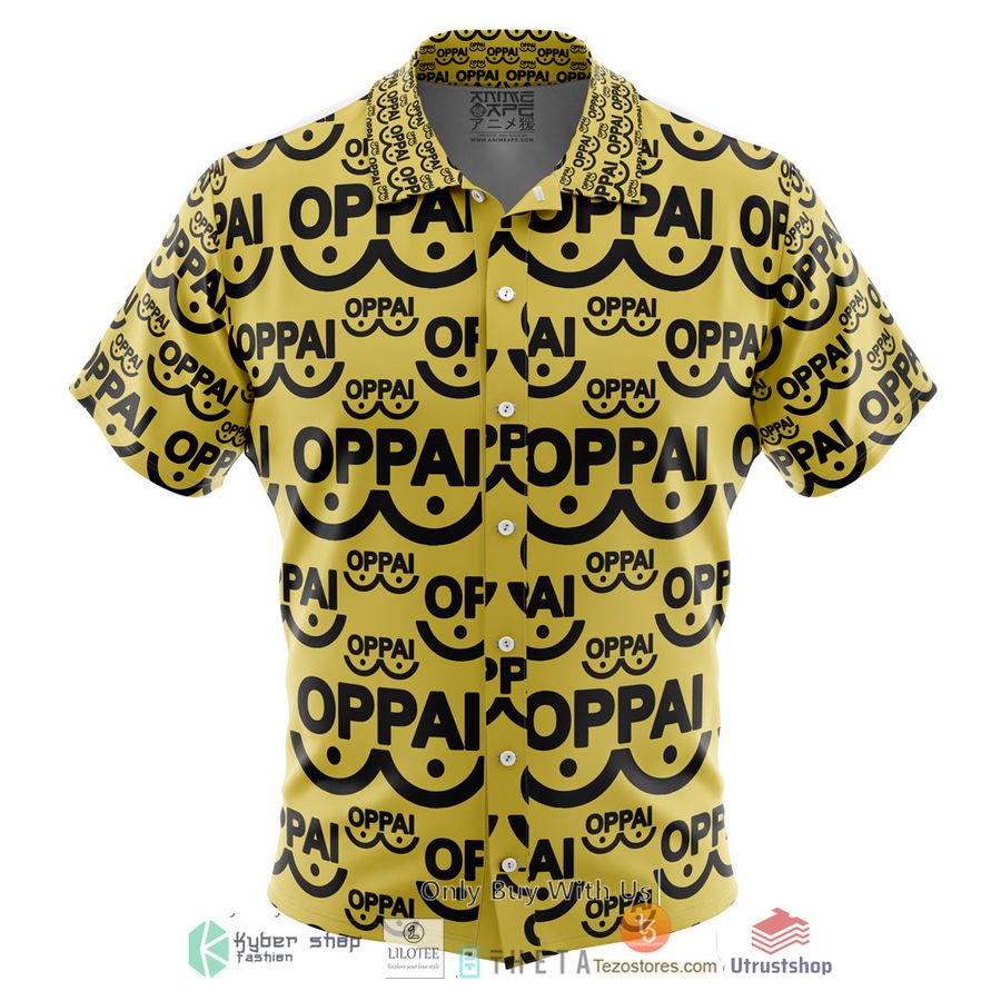 saitama oppai one punch man short sleeve hawaiian shirt 1 3869