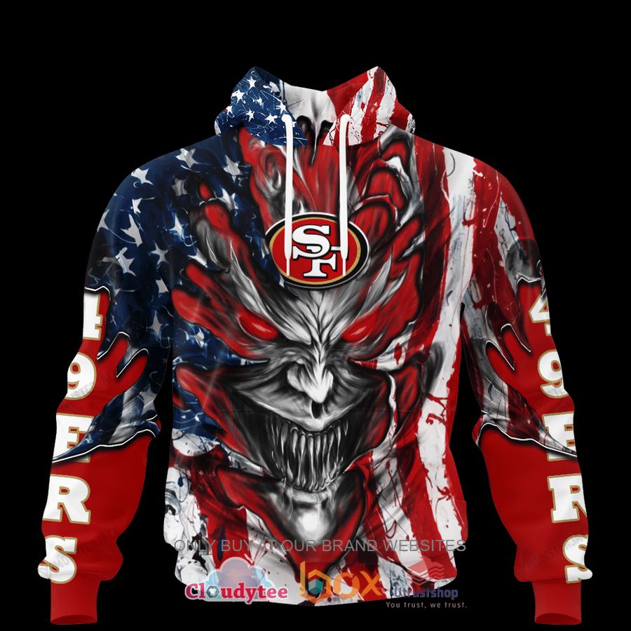 san francisco 49ers evil demon face us flag 3d hoodie shirt 1 75561