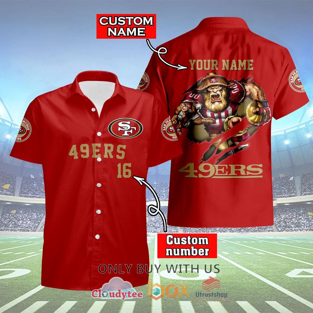 san francisco 49ers mascot personalized hawaiian shirt 1 58570