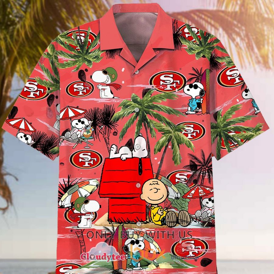 san francisco 49ers peanuts palm tree hawaiian shirt 1 26969
