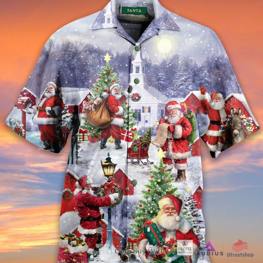 santa print casual breathable hawaiian shirt 1 12765