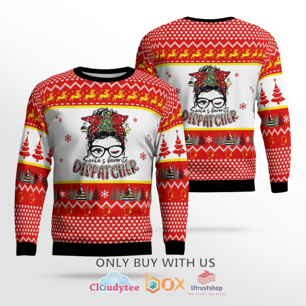 santa s favorite dispatcher christmas sweater 1 84040