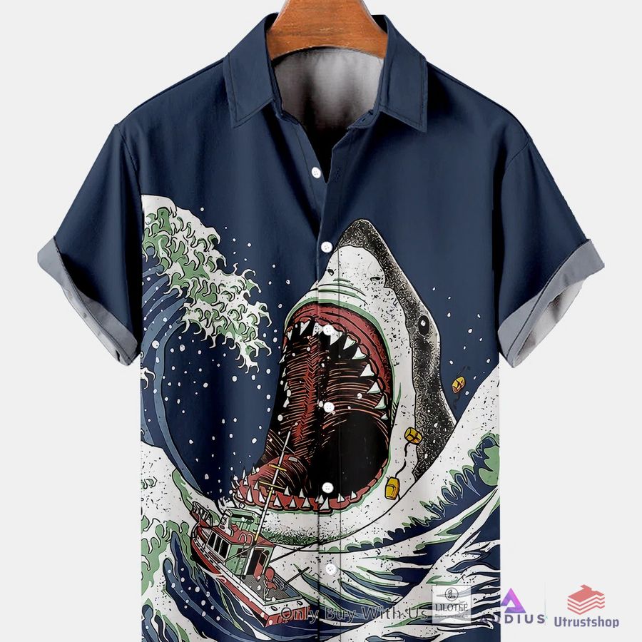 shark wave print hawaiian shirt 1 13279