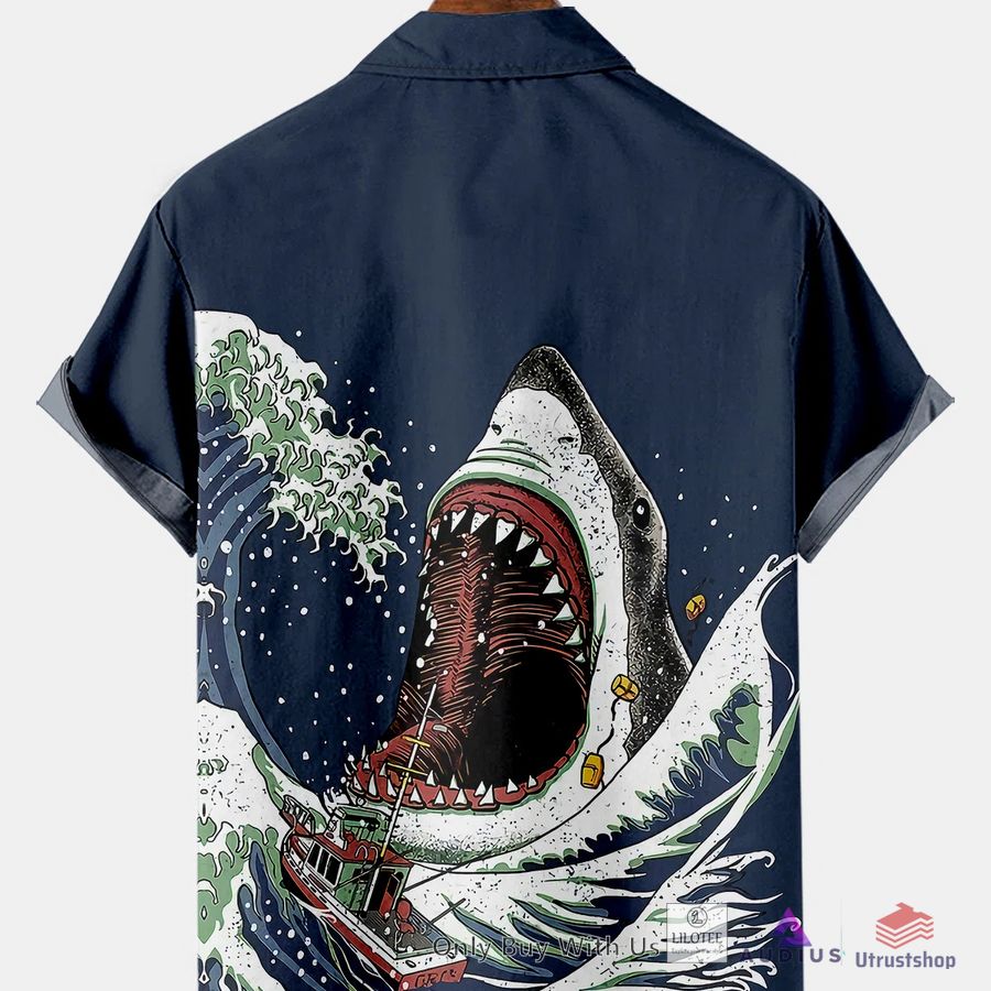 shark wave print hawaiian shirt 2 66675