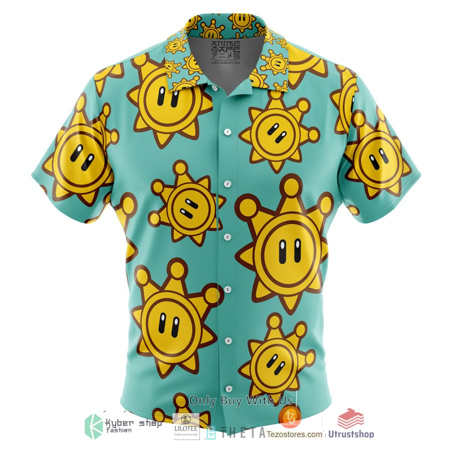 shine sprite super mario sunshine short sleeve hawaiian shirt 1 31646