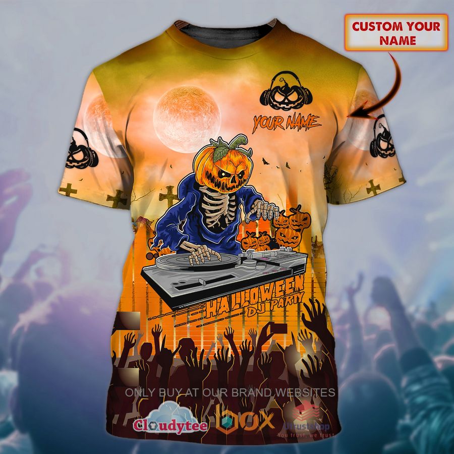 skull pumpkin halloween dj custom name 3d shirt 1 64420