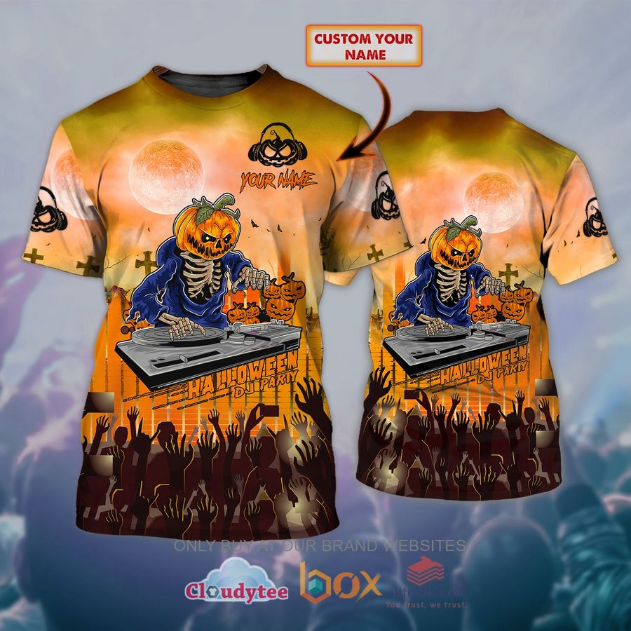 skull pumpkin halloween dj custom name 3d shirt 2 22602