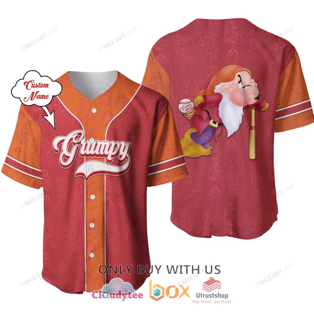 snow white and the seven dwarfs grumpy custom name baseball jersey shirt 1 81511