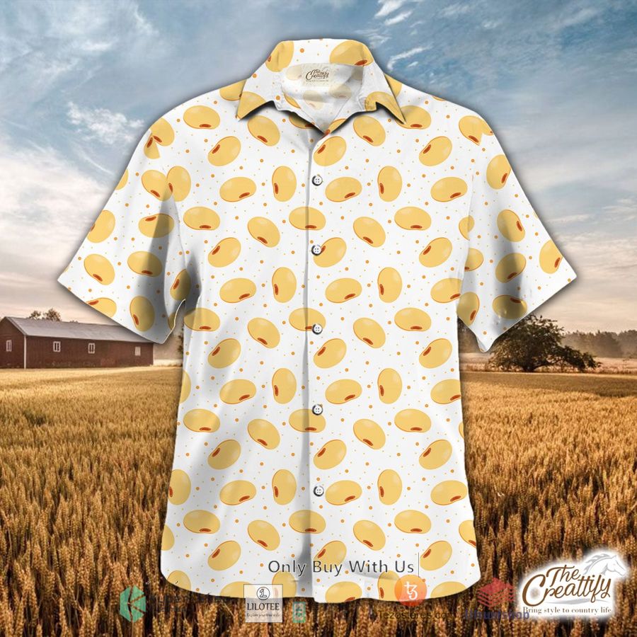 soybean pattern on white background hawaiian shirt 1 30522