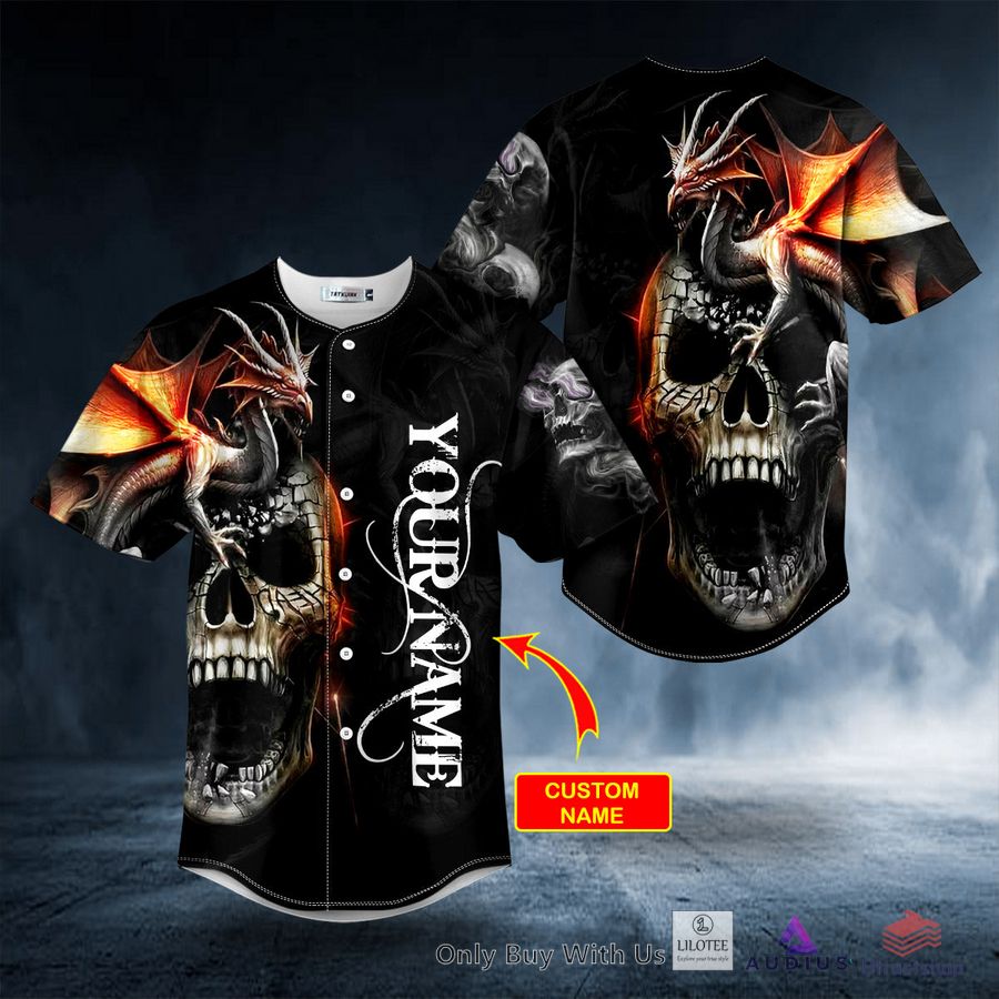 spiral dragon skull custom baseball jersey 1 52998
