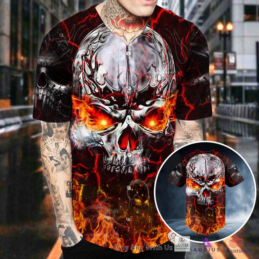 spiral fire blast zombie ghost skull baseball jersey 2 63294