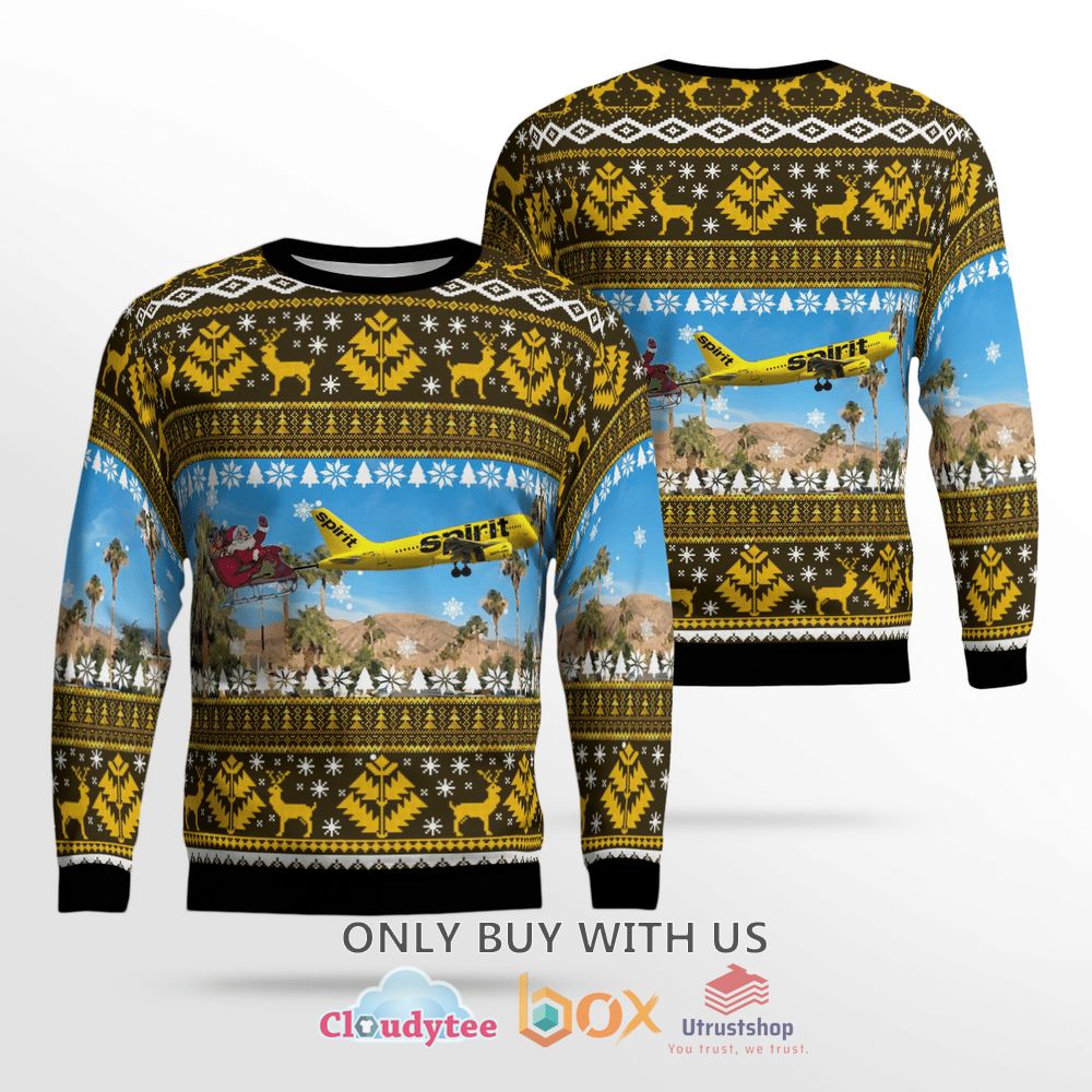 spirit airlines airbus a319 with santa over palm springs sweater 1 88053