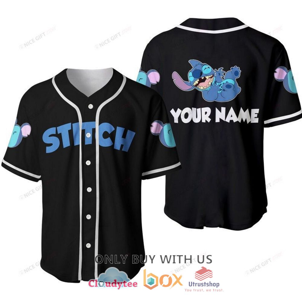 stitch custom name black baseball jersey shirt 1 67613