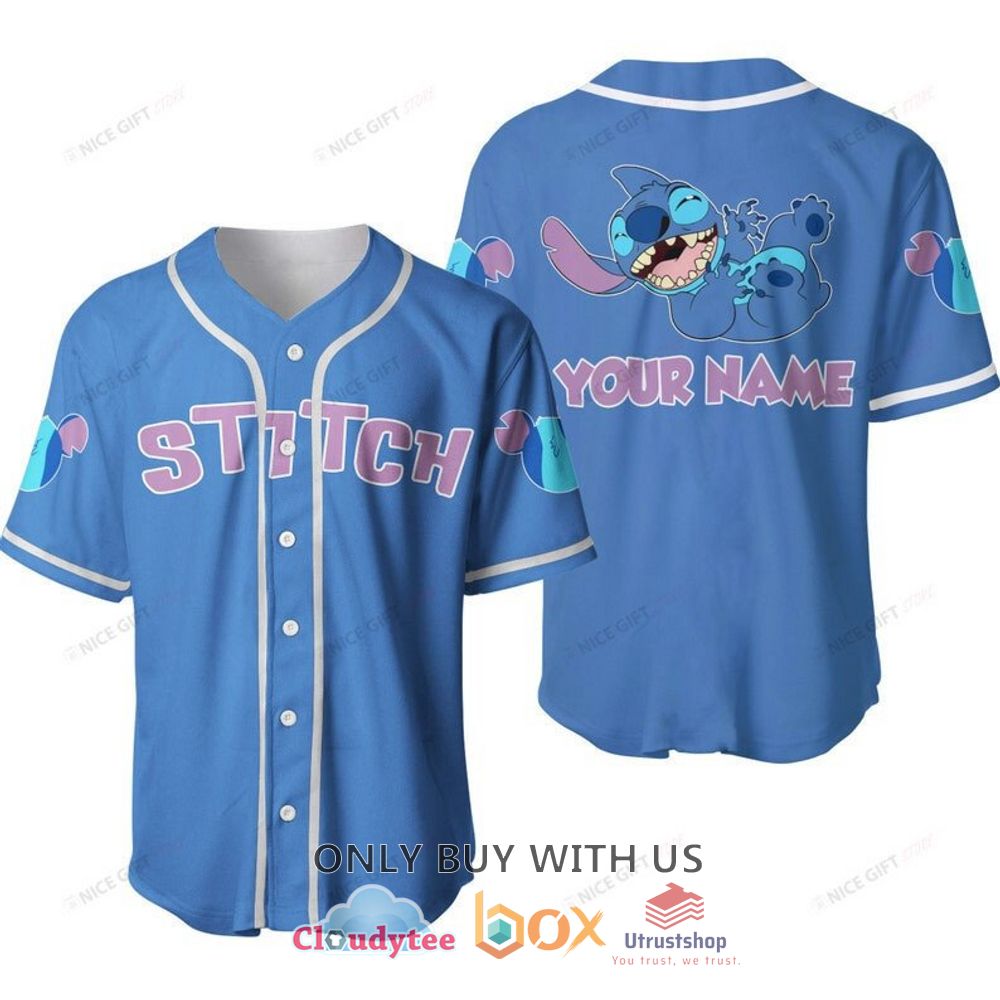stitch custom name blue baseball jersey shirt 1 42377