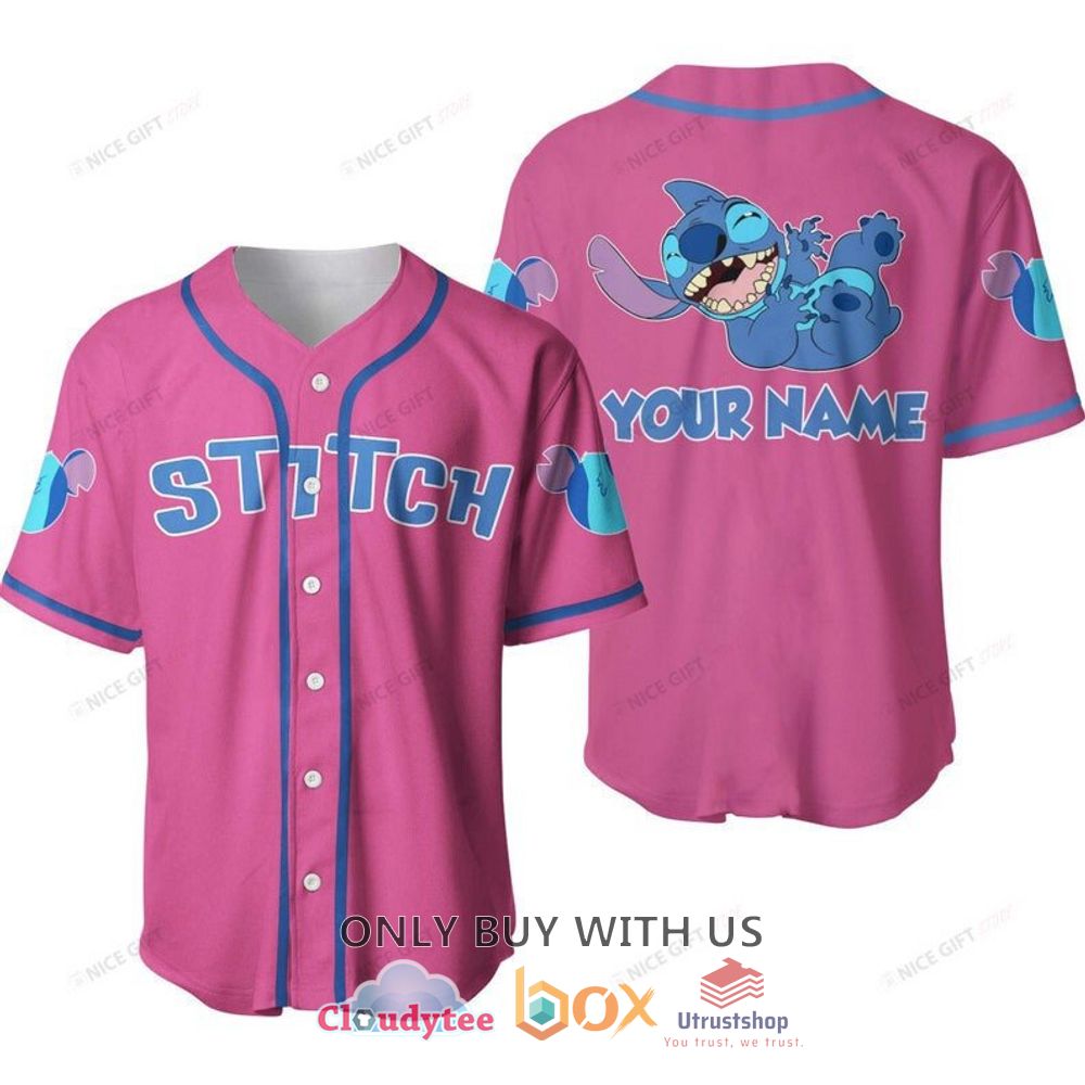 stitch custom name pink baseball jersey shirt 1 92541